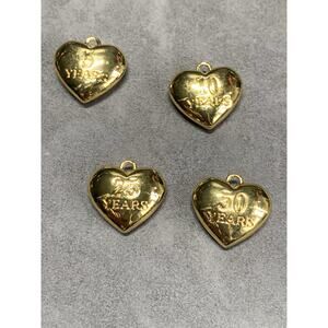 Anniversary Hearts Gold Tone Dangle Charms Pendants 5 Yr 10 Yr 25 Yr & 50 Years